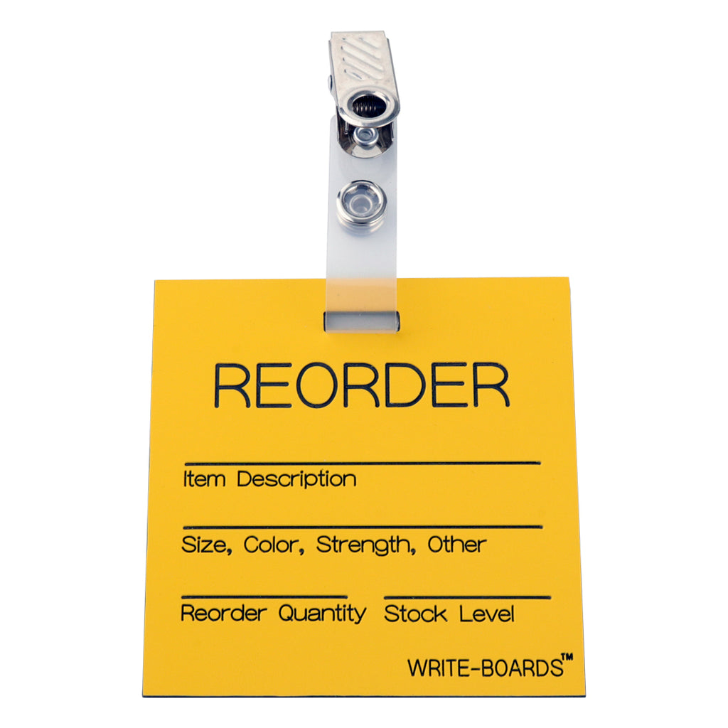 Reorder Inventory Point Write-Boards™ Yellow / Black - 3" x 3" (Pack of 6)