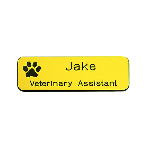 Engraved Name Badge With Paw