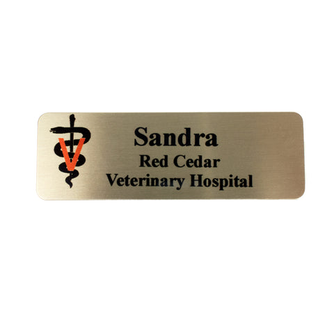 Brass Veterinarian Symbol Name Badge