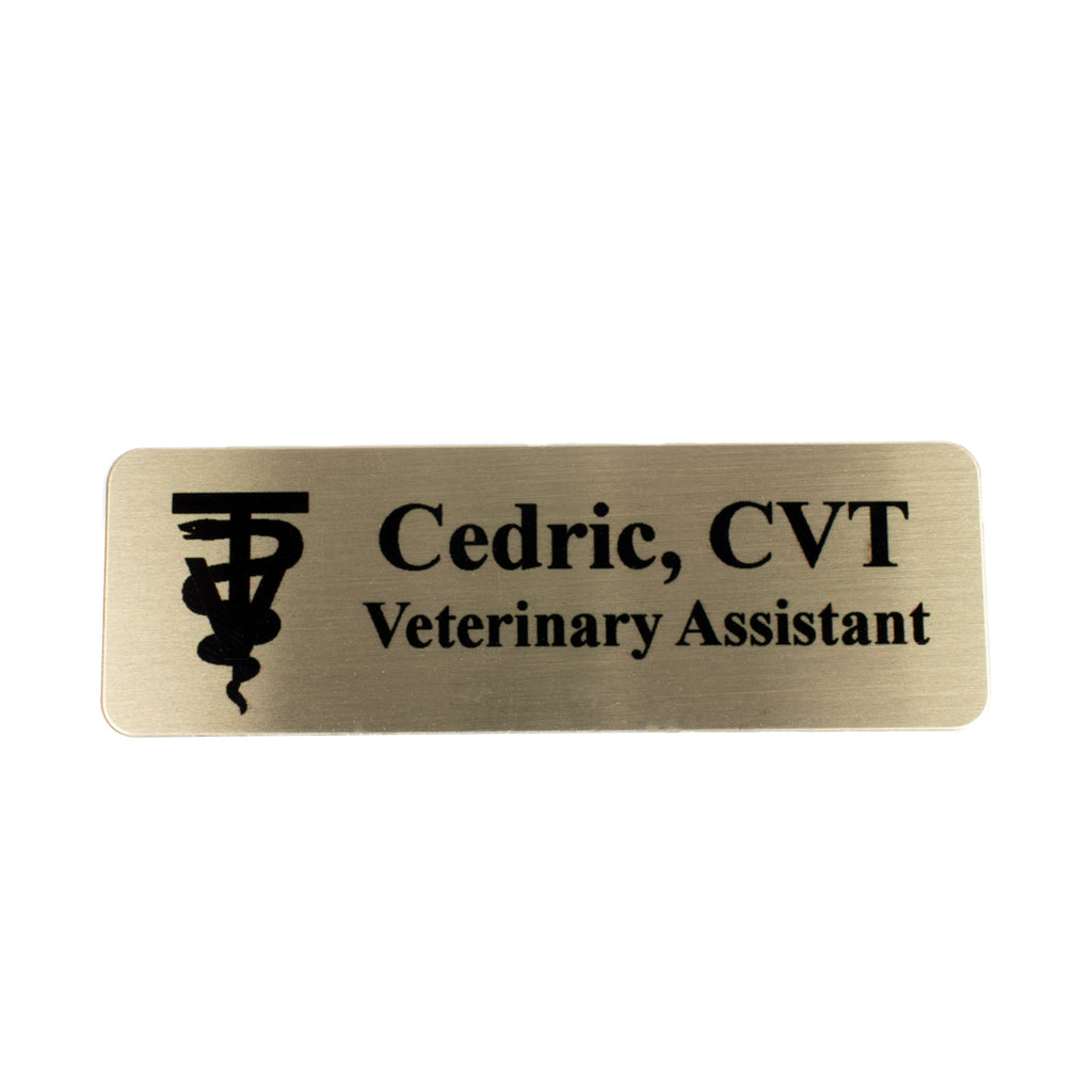 Brass Vet Tech Symbol Name Badge