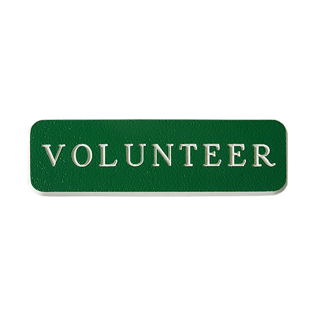 VOLUNTEER Name Badge - Green / White