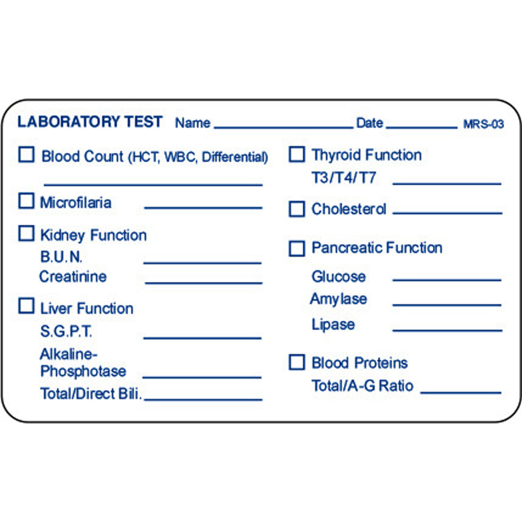 Medical Record Stickers - Lab Test