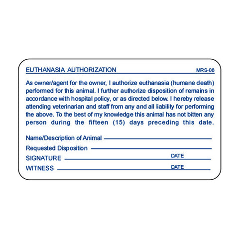 Medical Record Stickers - Euthanasia