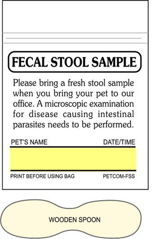 Fecal Baggie with Wooden Spoon (100/Bag)